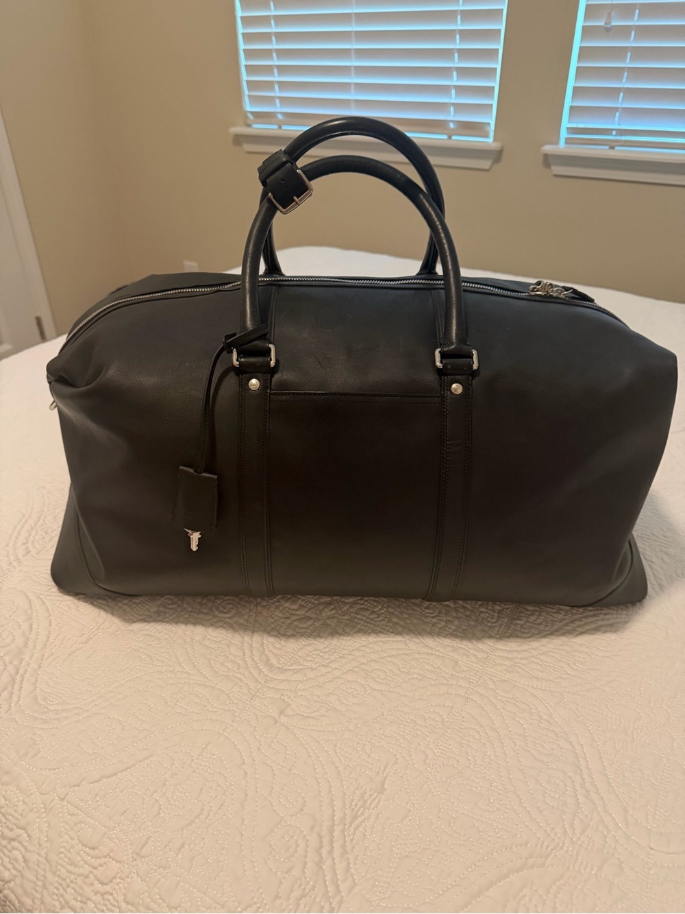 Coach Black Leather Duffel with Top Handles - Picture 4 of 9
